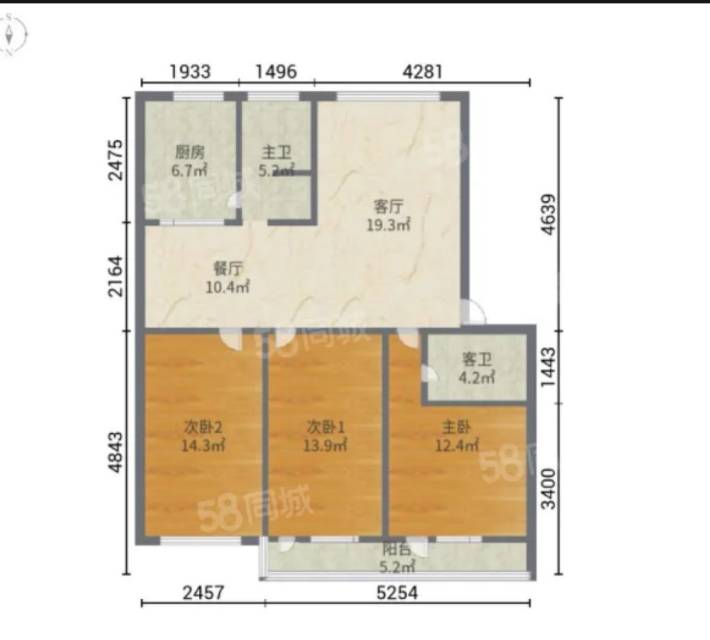 普通装修3室2厅2卫120m2110万元