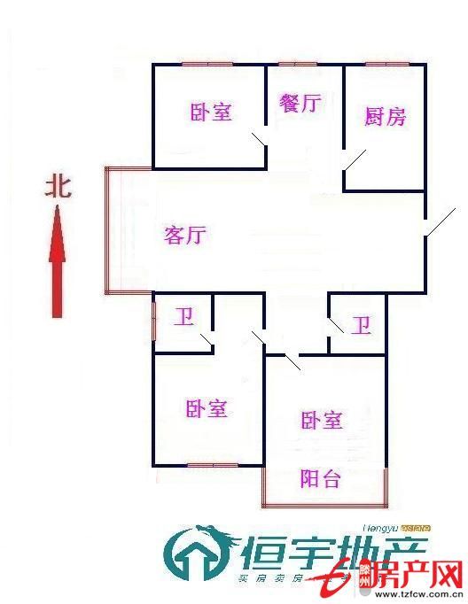 经典户型；客厅带落地大飘窗；两室向阳