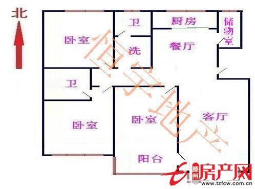 通盛三室两厅两卫，两室一厅向阳，有证