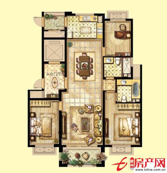 南北通透三居，主客厅和两个卧室均朝南，现房